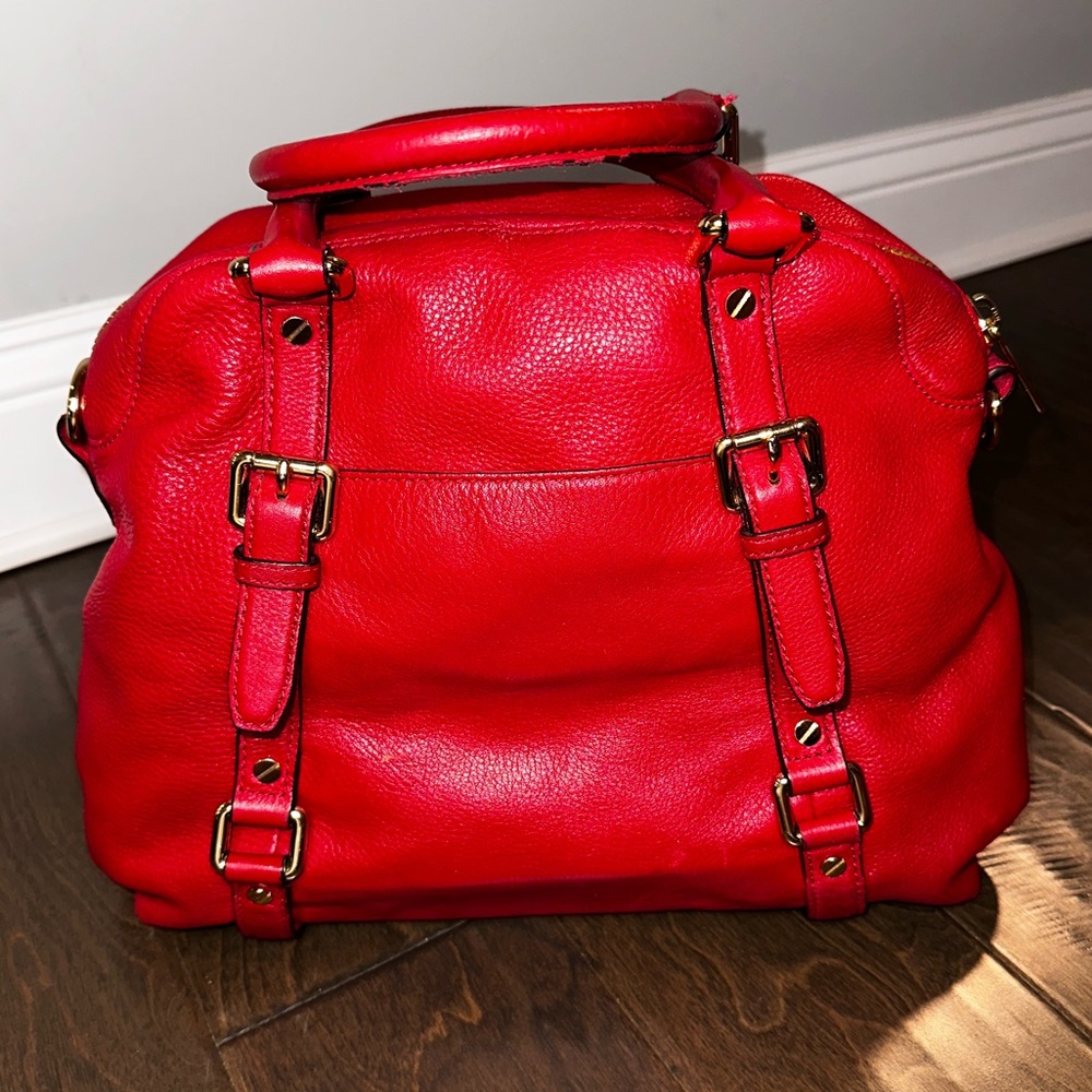Michael Kors Bedford Pebbled Leather Red Satchel and Matching Red Wallet Set - Picture 4 of 16